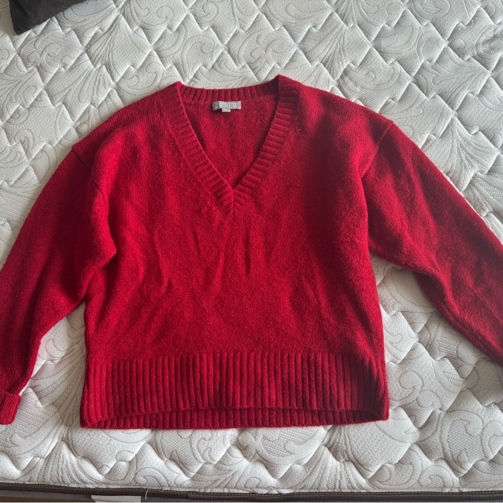 J. Crew V-Neck Sweater in Classic Red